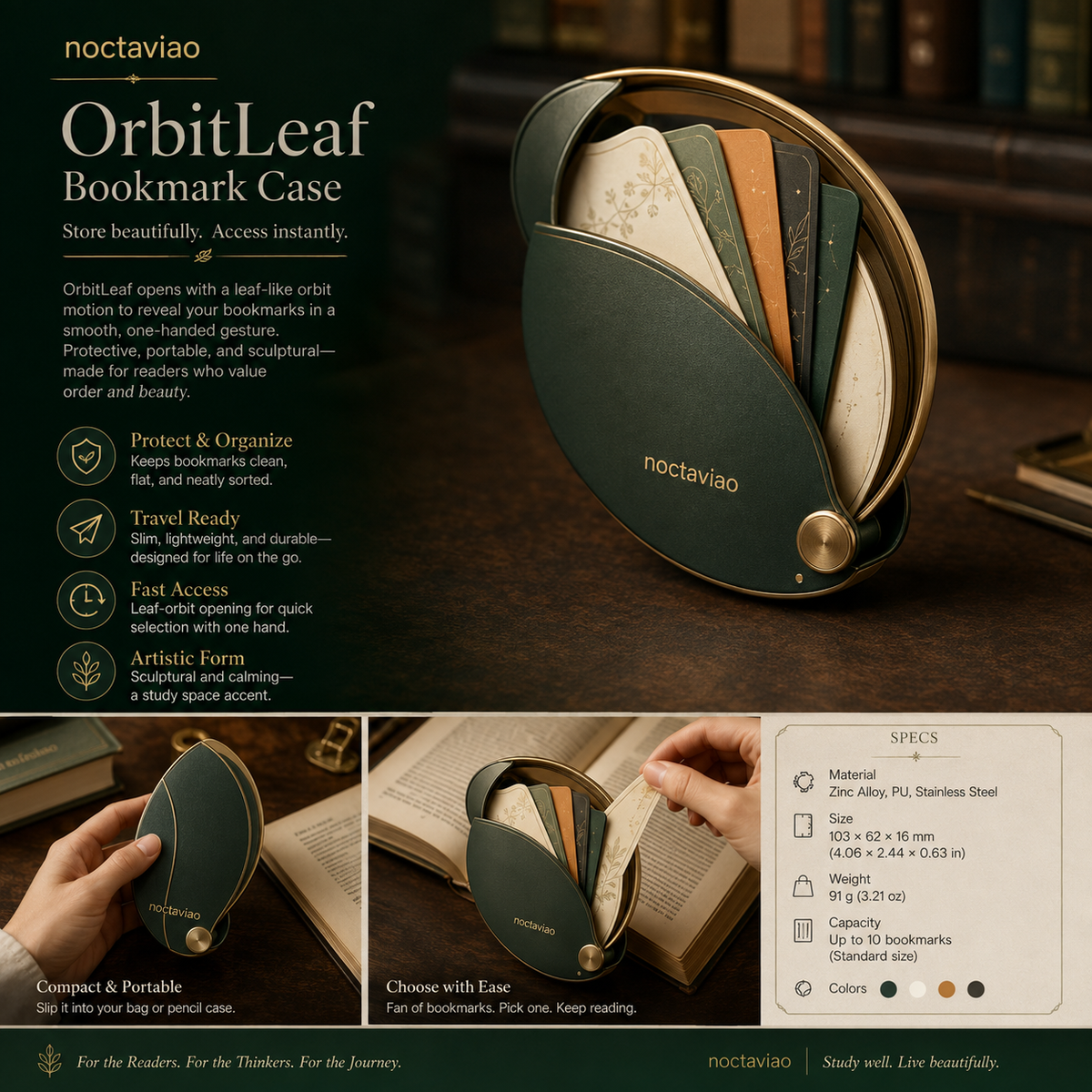 Noctaviao™ OrbitLeaf Bookmark Case